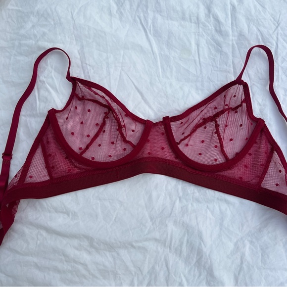 Knotty Knickers The Blushing Rose Sheer Polkadot Bralette, M - Picture 8 of 12